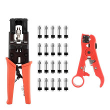 22Pcs Coax Compression Crimping Tool Set for F/BNC/RCA Connector RG-58/59/62/6(3C/4C/5C Type Cable Stripper Kit