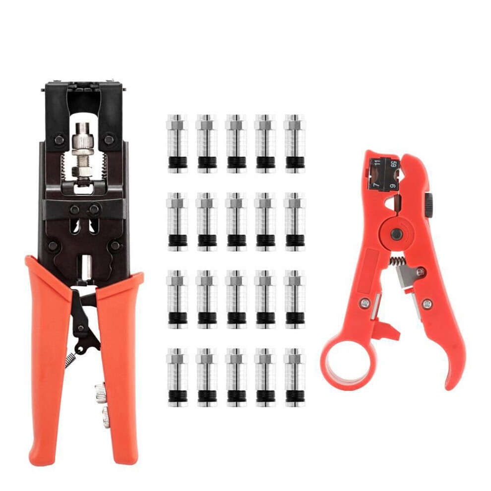 22Pcs Coax Compression Crimping Tool Set For F/Bnc/Rca Connector Rg-58/59/62/6(3C/4C/5C Type Cable Stripper Kit 9130661941389
