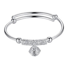 Women's Sterling Silver Beads Bangle Bracelet with Open