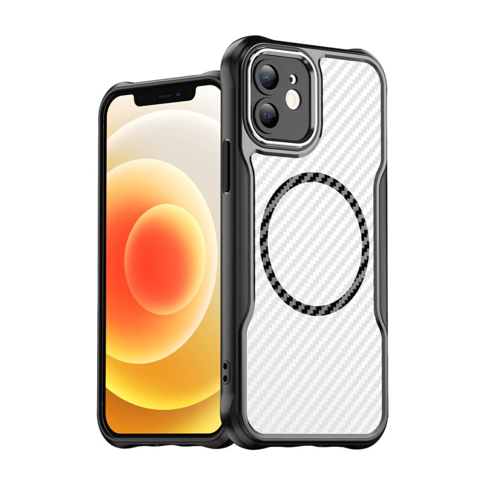 Carbon Fiber Magnetic Iphone 12 Case Slim Shockproof Black 9165521162932