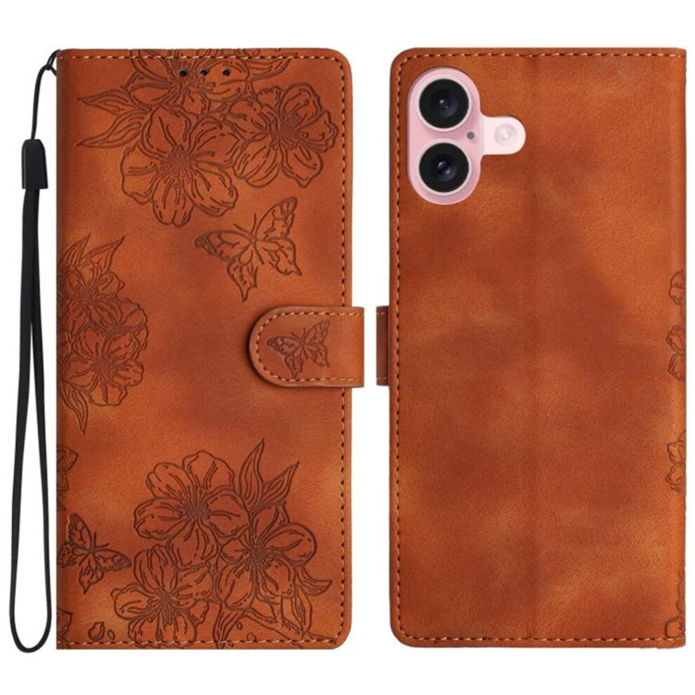 Cherry Blossom & Butterfly Embossed Leather Flip Wallet Case With Card Holder, Magnetic Closure, Shockproof, Kickstand Â Brown, Compatible With Red,Brown 9418476704796