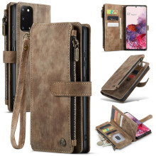CaseMe Wallet Case for Samsung Galaxy S20 (6.2") – PU Leather, Magnetic Flip, Lanyard, Zipper Card Holder, Compatible with S20