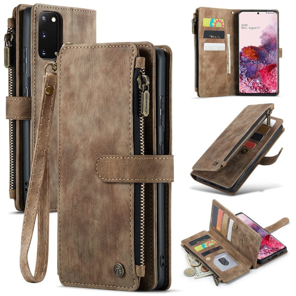 Caseme Wallet Case For Samsung Galaxy S20 (6.2") Â Pu Leather, Magnetic Flip, Lanyard, Zipper Card Holder, Compatible With S20 9130661937535