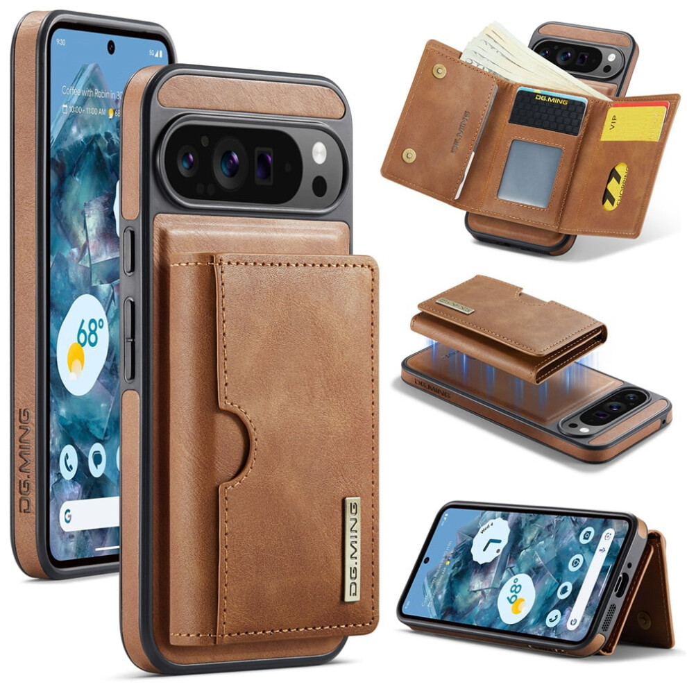 Dg.ming Wallet Case For Google Pixel 9 Pro Xl (6.8"), Detachable Magnetic, Rfid Blocking, Card Slot, Leather Â Brown 9152228541511