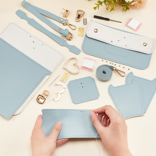 σετ DIY γυναικεία τσάντα crossbody σετ που περιλαμβάνει απομίμηση δέρματος, ύφασμα με 2