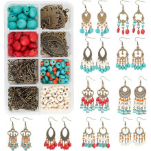 Bohemian Chandelier Earrings Making Kit: 10 Pairs, Turquoise Beads & Findings for Beginners – Compatible with DIY Jewelry Tools