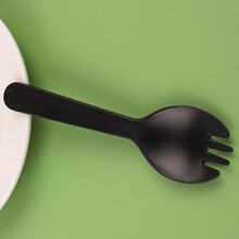 100pcs Disposable Plastic Sporks, 4.4" x 1.1", Individually Wrapped 2-in-1 Fork & Spoon, Dessert/Party/Restaurant Supply