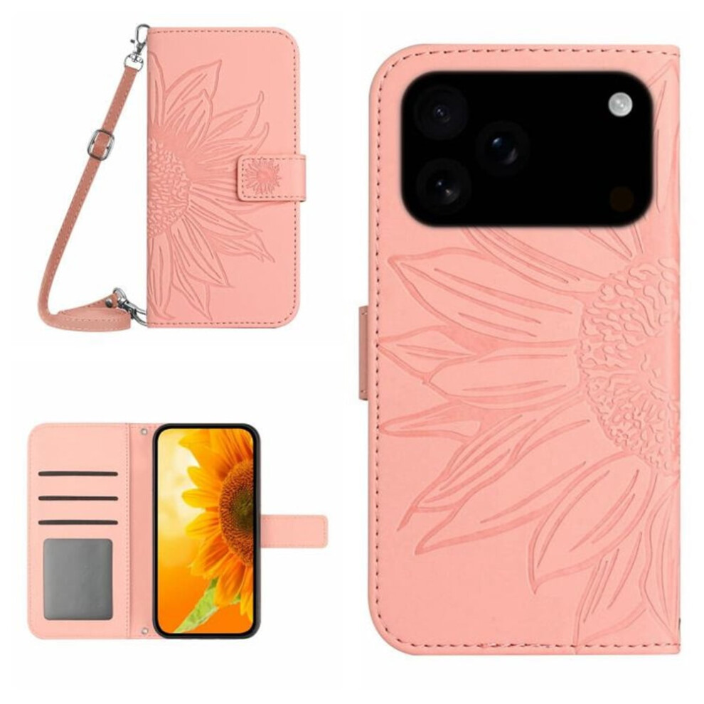 Sunflower Embossed Pu Leather Wallet Case For Iphone 17 Pro 9130661423342