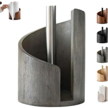 Natural Mango Wood & Iron Paper Towel Holder, One-Hand Tear, Fits Jumbo Rolls, Compatible with Standard Dispensers