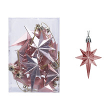 Rose Gold Rose Christmas Tree Hanging Ornaments Plastic Plating Eight-Pointed Star For Venue Decoration