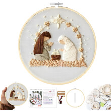 Christmas Cross Stitch Kits, DIY Embroidery Kit for Adults with Pattern,Cotton Threads,Needles,Instruction,20cm Hoop,for Decor Home Room