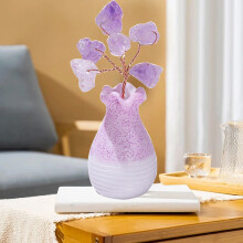 Natural Amethyst Flower Crystal Tree Decor – Handcrafted Feng Shui Gemstone Tree for Positive Energy, Home & Office (Compatible with Feng Shui)