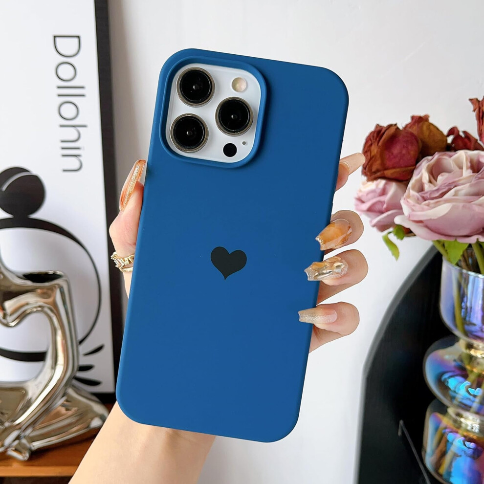 Silicone Heart Phone Case For Iphone 15 Pro Max Â Soft, Anti-Scratch, Microfiber-Lined, Blue 9170372149988