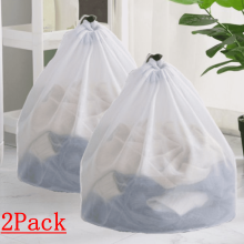 2-Pack Mesh Laundry Bags for Socks, Machine Washable Drawstring Bags – Compatible with Home, Dorm, Hotel & Travel