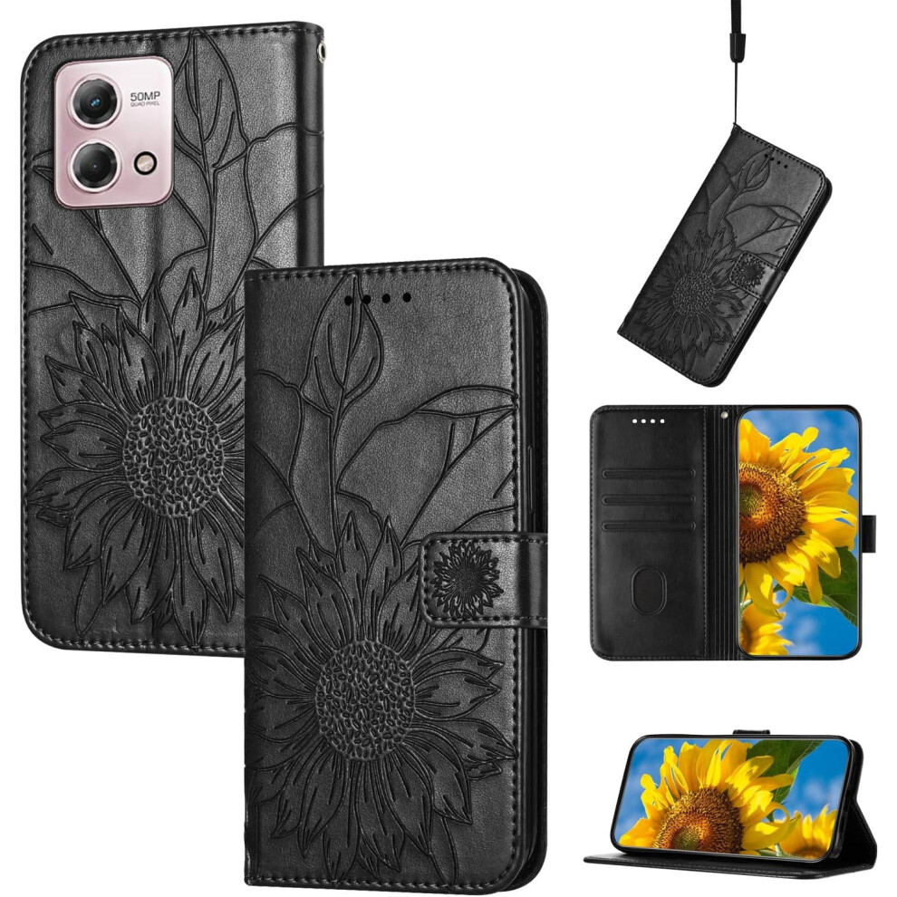 Sunflower Leather Wallet Case For Moto G Stylus 5G 2023 – Card Holder, Kickstand, Magnetic Closure, Shockproof 9130661938563