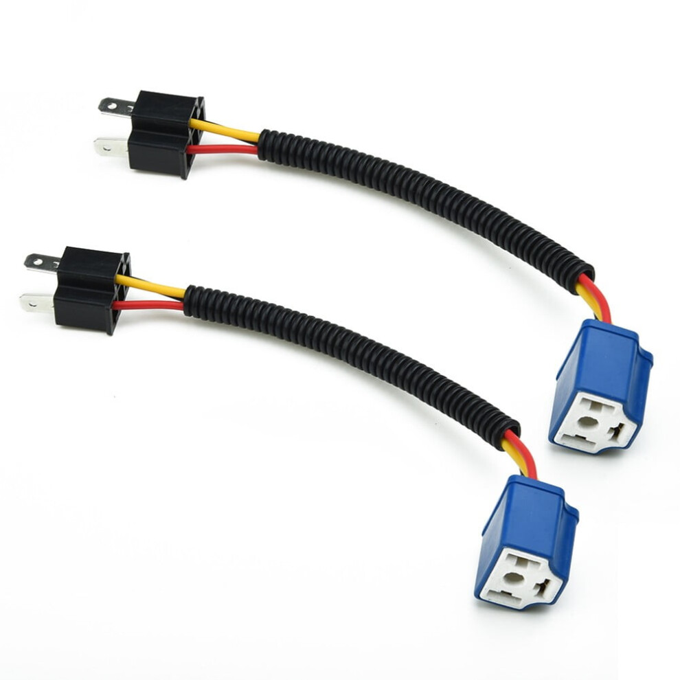 2X H4 9003 Ceramic Headlight Bulb Socket Plug Adapter Connector Wiring Harness 9170372149605