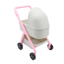 1/12 Scale Dollhouse Carriage Toy Dolls Crib Model Handmade Mini Bassinet Ornaments Crafted Accessories Scene Decor Grey