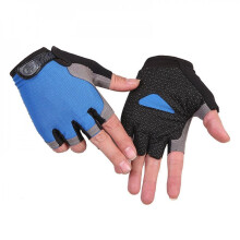 1pair Cycling Gloves Half Finger Anti-slip Warm for Weight Lifting Running Fitness Sports Handwear for Men and Women Dark Blue/M
