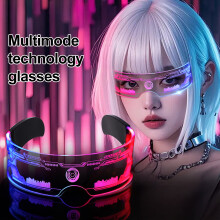 LED Glasses 7 Color 12 Modes Cyberpunk Eyeglasses Flashing Light Up Eyewear for Halloween Cosplay Party Bar