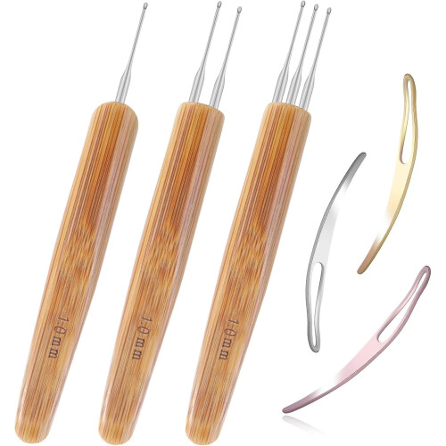6-Pack 1.0mm Dreadlock Crochet Hooks with Interlocking Tool – Durable, Compatible with Real Dread Locs 1