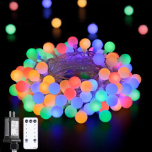 SUMMIT 100 LED Connectable Christmas String Lights, 33ft, 8 Modes, Remote Control, Multicolor Globe Fairy Lights for Indoor Tree/Bedroom/Party