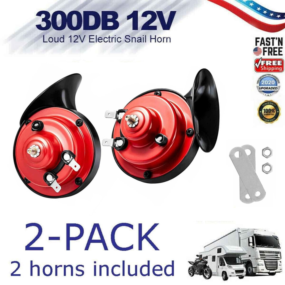 12V 300Db Automotive Super Train Horn For Trucks Suv Car Boat Motorcycle, 2 Piece Red 9170372152568