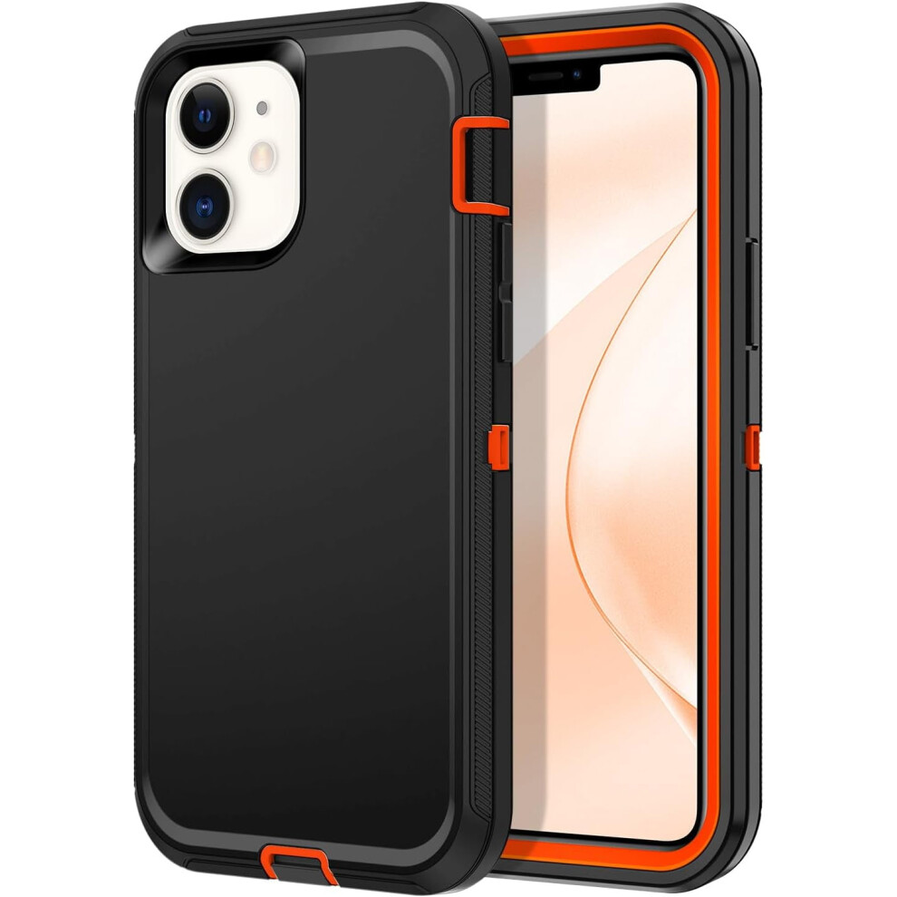 Shockproof Rugged 3-Layer Case For Compatible With Iphone 11 (6.1"), Dust & Drop Proof Black/Orange 9405492278462