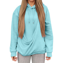Damen-Hoodie mit Hunde- und Katzenmotiv, Kängurutasche, ideal für die Tierpflege, Winterkleidung, 3XL, XL – Himmelblau