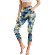 Női pálmafa alakú jóganadrág hasformáló capri leggings S