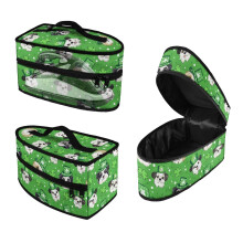 Mála Iompair Iarainn Taistil Patrún Shih Tzu Clover Uilíoch don Chuid is Mó de Láimhseáil Zipper Iarainn Lá Fhéile Pádraig, Mála Amháin