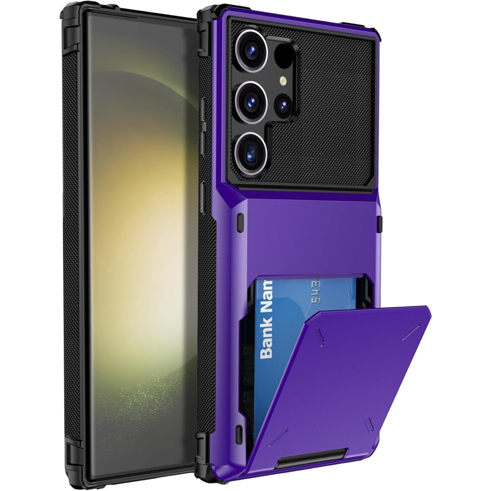 Galaxy S24 Ultra Flip Cover Case With Hidden Card Slot, Dual-Layer Shockproof Protection – Compatible With Samsung Galaxy S24 Ultra 5G (6.8", Purple 9170372152810