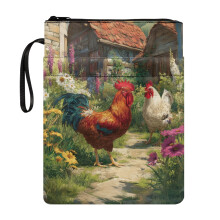 Funda protectora para libros con diseño de gallo y margarita, de poliéster, impermeable, ideal para almacenamiento y transporte en la oficina.