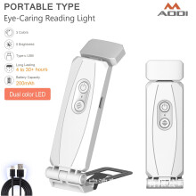 Lampe de lecture à pince rechargeable par USB avec 5 niveaux de luminosité et 3 modes de couleur, lampe de lecture portable pour protéger les yeux