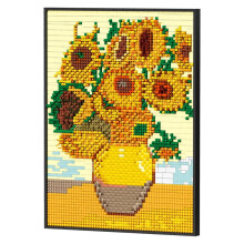Zonnebloemboeket bouwsets compatibel met Lego, bloemen, Van Gogh muurdecoratie, bonsai decoratie voor volwassenen en meisjes, 3504 stuks