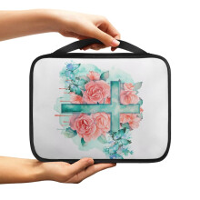 Bibeletui med sommerfuglrosetrykk, glidelås, håndtak og tie-dye-design – kompatibel med standardbibler