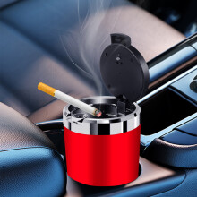 Car Ashtray With Lid Easy To Clean Portable Ashtray For Car Mini Car Trash Can Detachable Stainless Steel Ash Tray With LED Blue Light