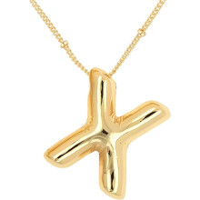 Gold Bubble Letter Necklace for Women – Initial Pendant