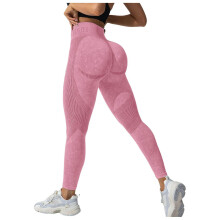 Női magas derekú leggings, varrás nélküli edzőtermi jóganadrág, hasformáló, mosolykontúros sportruházat, rózsaszín, XL