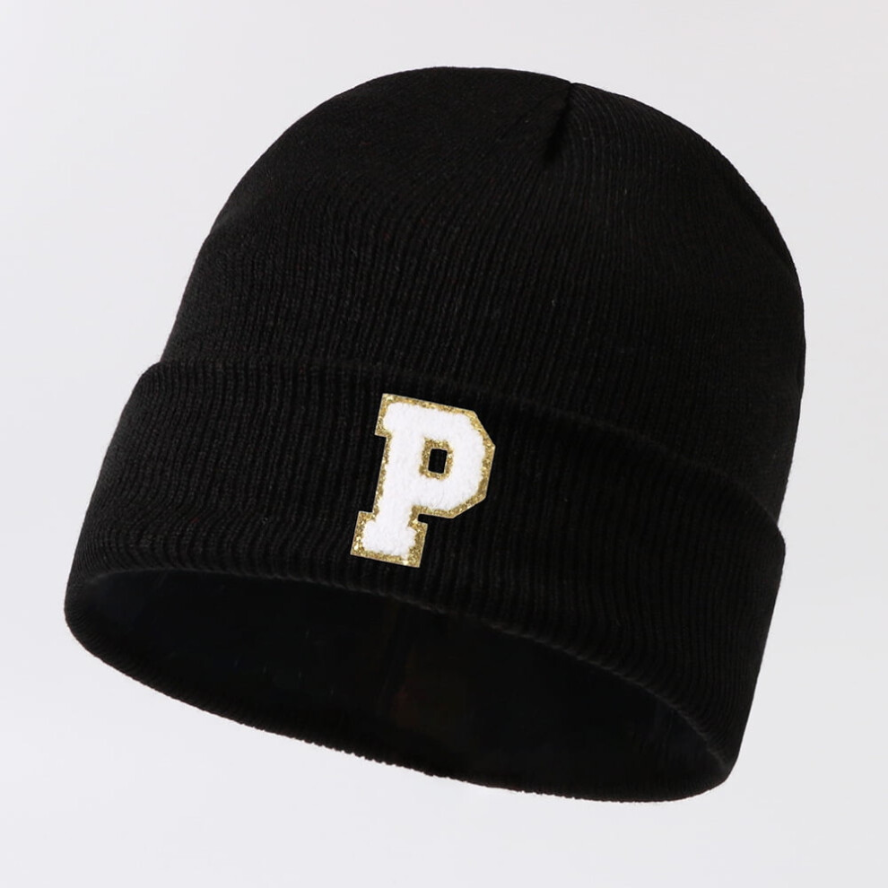 Beanie for Women and Teen Girls, Winter Black Beanie Hat, Personalized Letter Cap Gifts for Women-image-OPC-PS9282W-NEW