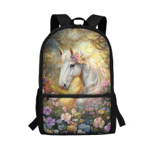 White Horse Flowers 17" Kinder-Schulrucksack für Vorschule und Grundschule, lässiger Tagesrucksack mit verstellbaren, gepolsterten Trägern