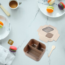 Boîte à lunch compatible micro-ondes avec compartiments, gobelet à sauces, récipient alimentaire en plastique de type bento pour le bureau
