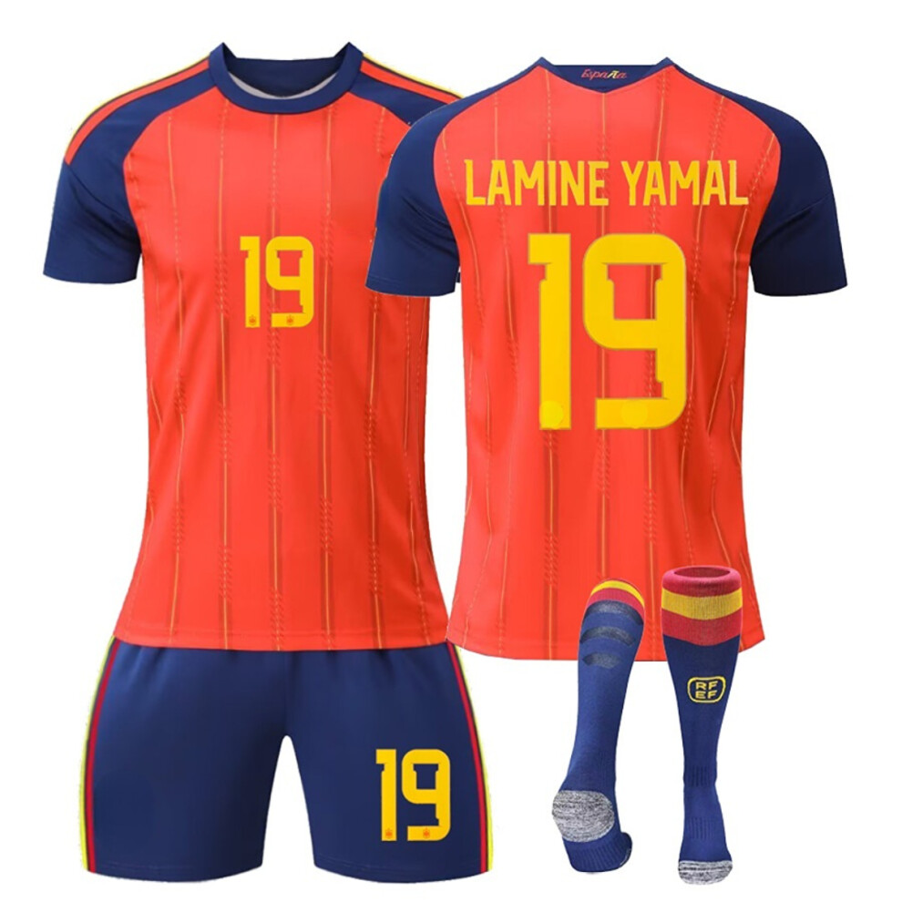 Liyu (18(100-110Cm)) Blue Rfef Sport Socks Get Free Print #19 Lamine Yamal Orange T-Shirt & Blue Shorts