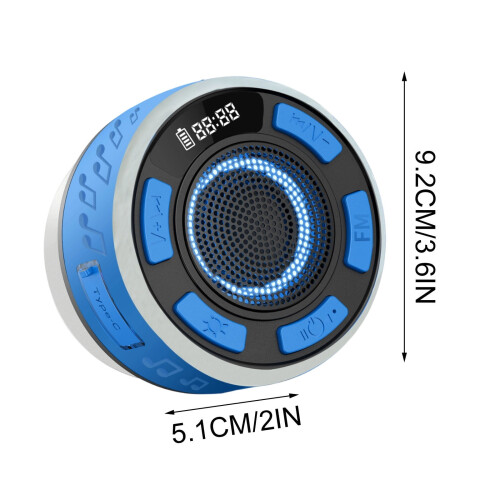 Bluetooth Shower Speaker IP7 Waterproof with RGB Light and 1