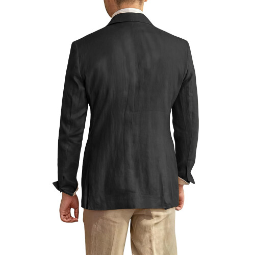 Men's Lightweight Casual Solid Color Notch Lapel Single-Button Blazer, Black, Size XL 2