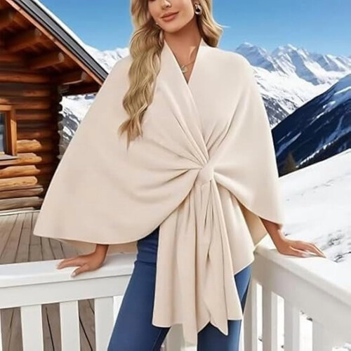 Elegant Shawl Wraps Soft Open Front Poncho Sweater, Women's Elegant Solid Color Cape Shawl for Spring Fall Winter 2