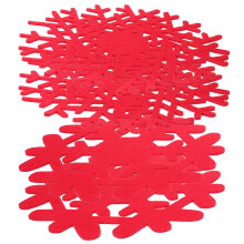 4Pcs Christmas Snowflake Cup Mats Red Cloth Heat-Resistant Coaster Set