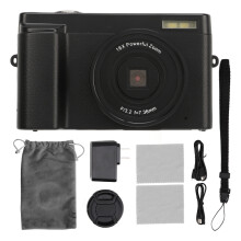 Flash4K Digital Camera, Vlogging Camera With180Flip Screen Auto Focus Anti Shake Webcam Function Battery Charging Stand2.7K HD Compact Travel