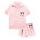 Girls Two-Piece Short Sleeve Set with Bow Print Button-Down 4