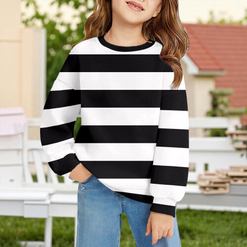 Girls Striped Sweatshirt Long Sleeve Crewneck Pullover 1
