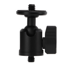 Hot Shoe Mount Adapter with Mini Ball Head, 90Degree Tilt and Swivel Ball Head for Tripod Smartphone LED Light - Durable Black Anodized Surface